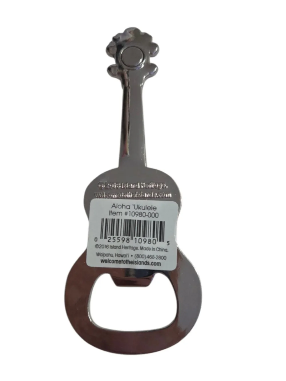 Island Heritage Aloha Ukulele Bottle Opener One Size Silver Brown